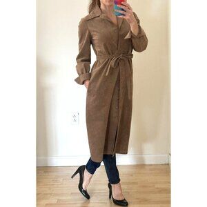 Vintage 70s Faux Suede Button Front Belted Jacket/Dress Sz S/M